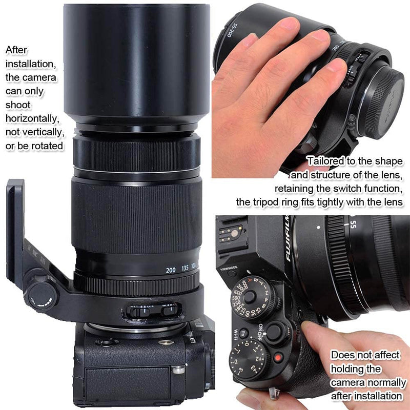 iShoot Lens Collar Tripod Mount Ring Compatible with Fujifilm XF 55-200mm f/3.5-4.8 R LM OIS & Fuji XF 70-300 f/4-5.6 R LM OIS WR, Lens Support with Arca-Swiss Fit Quick Release Plate Dovetail Groove