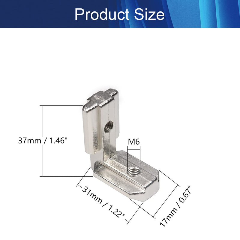 Aicosineg 10pcs Zinc Alloy Interior Joint Bracket 90 Degree T Slot L-Shape Corner Bracket Suitable for 4040 Series 8mm T Slot Aluminum Extrusion Profile Without Screws Silver Tone