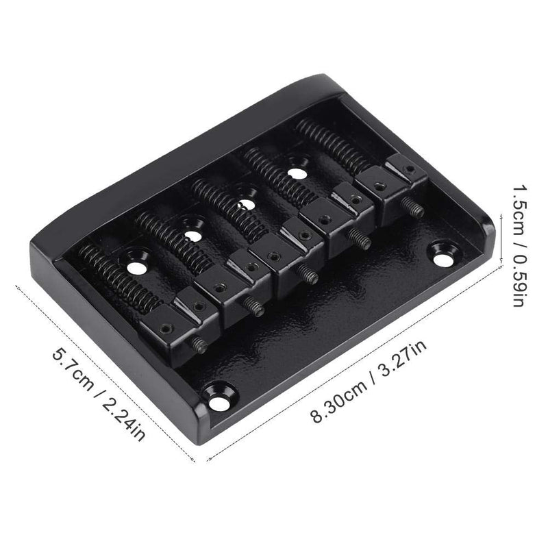 Guitar Saddle Bridge Plate,Metal Quality 5 String Electric Bass Bridge Tailpiece Replacement Accessory, Black or Silver.(Black)