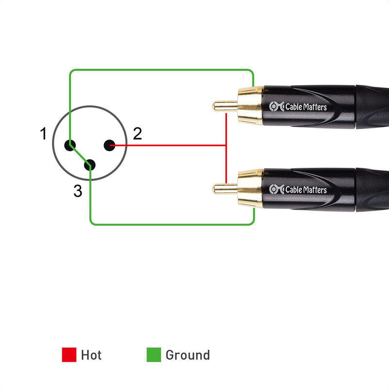 Cable Matters Dual RCA to XLR Stereo Audio Splitter Cable 10 ft / 3m (XLR to Dual RCA Splitter Adapter) in Black 10 Feet