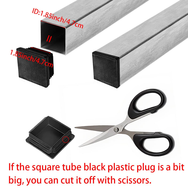 (Pack of 10)2" Square Tubing Black Plastic Plug,2 Inch End Cap 2"x2" 2x2 Fence Post Pipe Cover Tube Chair Glide Insert Finishing Plug 10 Pieces/2 inch Square Tubing Plastic Plug