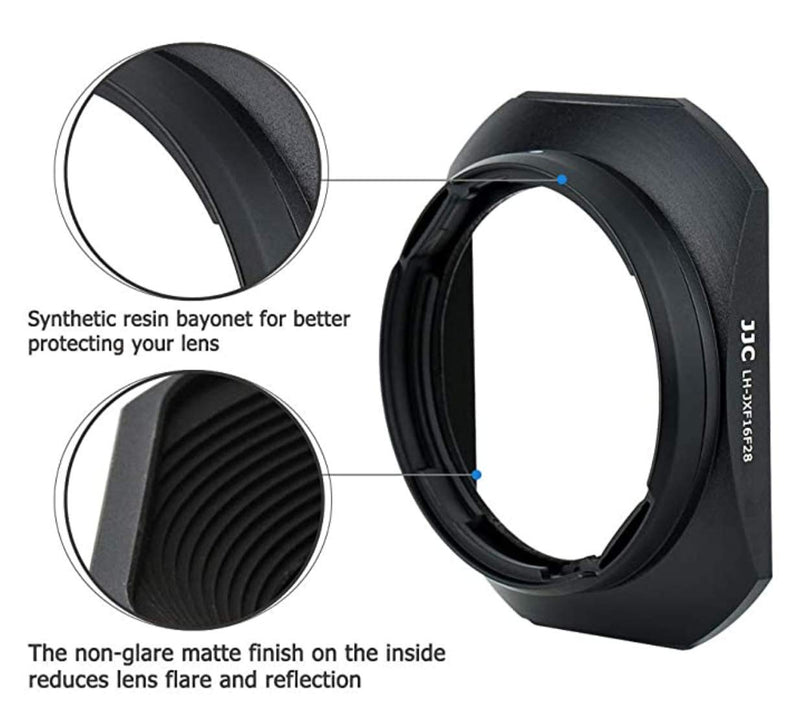 Deluxe Square Metal Lens Hood Replacement w/Cover Cap for Fujifilm Fujinon XF 16mm F2.8 R WR Lens on Camera X-T30 X-T20 X-T10 X-T4 X-T3 X-T2 X-T1 X-Pro3 X-Pro2 X-Pro1 X-E3 X-E2S X-T200 X-T100 X-A7
