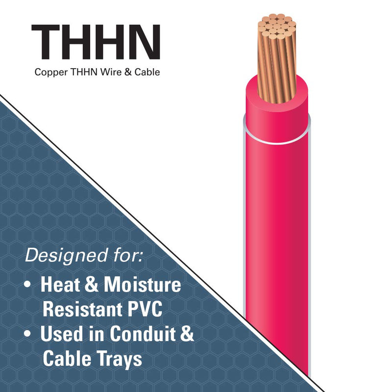 Southwire 22957551 50-Feet 14-Gauge Stranded Thermoplastic, High Heat Resistant Nylon Jacket THHN Multi-Purpose Building Wire, Red