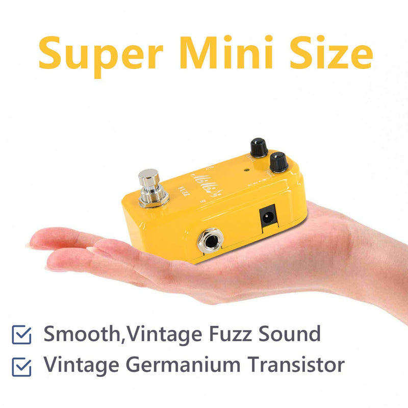 [AUSTRALIA] - MIMIDI Guitar Mini Fuzz Pedal - Vintage Fuzz Effect with Two Modes, Analog Guitar Effects Pedal Aluminum Alloy Shell True Bypass (M10 FUZZ Yellow) M10 FUZZ 