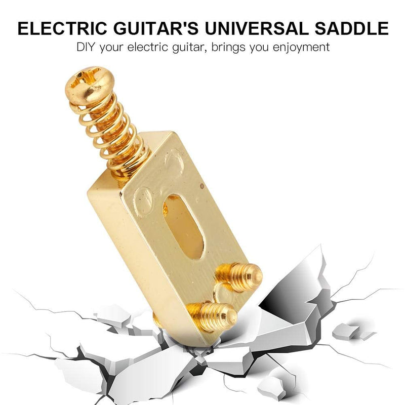 6 Pcs Electric Guitar Tremolo Saddles Bridge for Electric Guitar Replacement with Wrench Gold