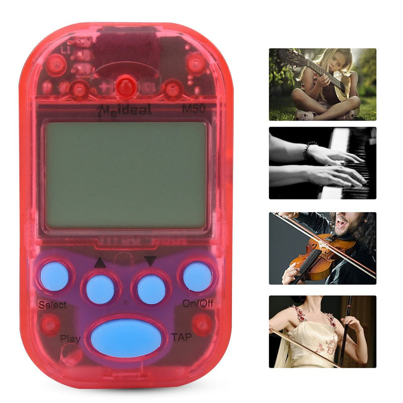 Portable Mini Metronome Multi-functional Digital Beat Tempo suitable for Piano Violin Guitar Drum (Red) Red