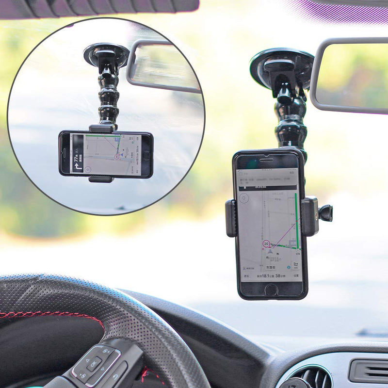 [AUSTRALIA] - Flexible Gooseneck Extension Suction Cup Car Mount Holder with Phone Holder for Gopro Hero 10 Black,Hero 9/8/7/6/5 Black,4 Session,4 Silver,3+,iPhone,Samsung Galaxy,Google Pixel and More 