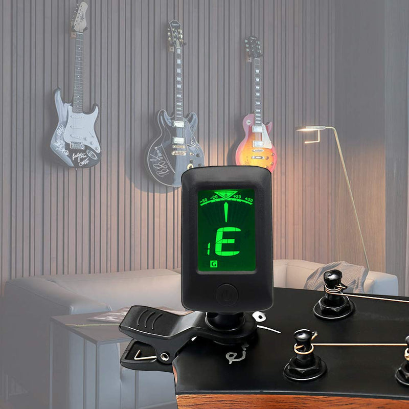 Guitar Wall Mount Hanger Hook Holder with Guitar Tuner Clip Chromatic Digital Tuner for Guitar Bass Ukulele Violin (Black Hanger +Tuner) Black Hanger +Tuner