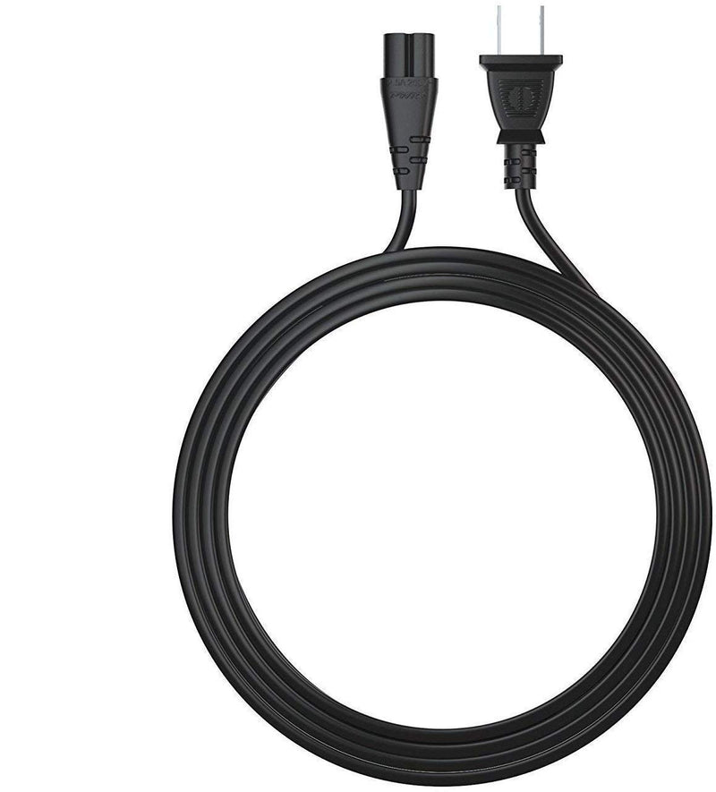 TV Power Cord 6 Ft Cable for Samsung LG TCL Sony: 2 Prong AC Wall Plug 2-Slot LED LCD Insignia Sharp Toshiba JVC Hisense Electronics UN65KS8000FXZA UN40J5200AFXZA 43UH6100 Black