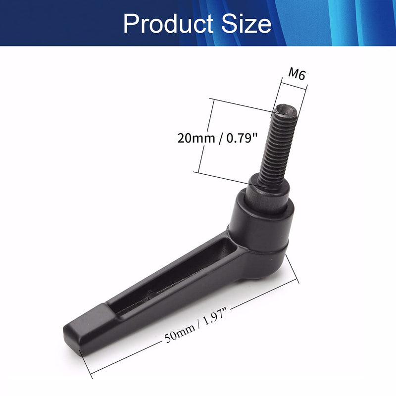 Aicosineg M6 x 20mm Male Thread Aluminum Alloy Adjustable Clamping Lever Handle for Machinery Welding Printing Equipment Black Tone 5pcs Not Include Washer M6x20 5pcs