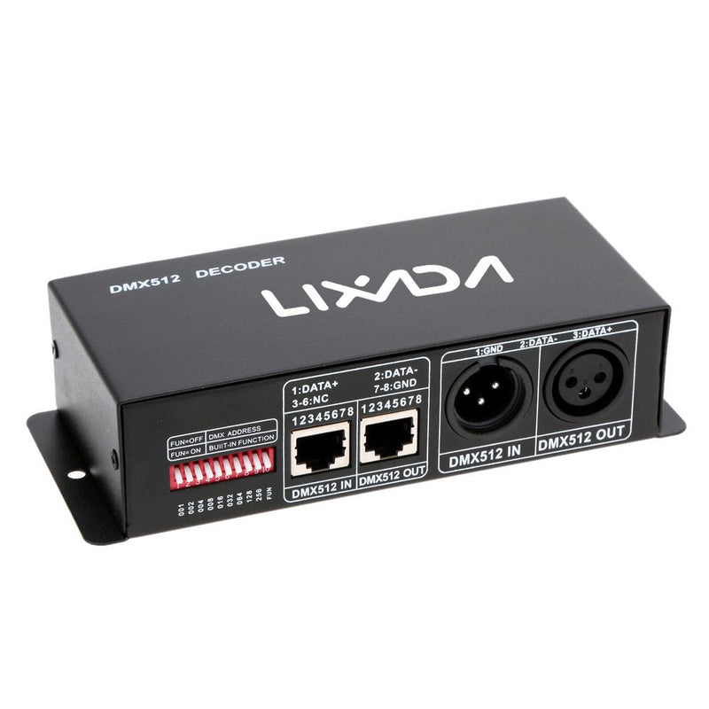 Lixada DMX512 4CH4A Decoder LED Controller 4 Channels Driver RGBW LED Strip Light DC12V-24V