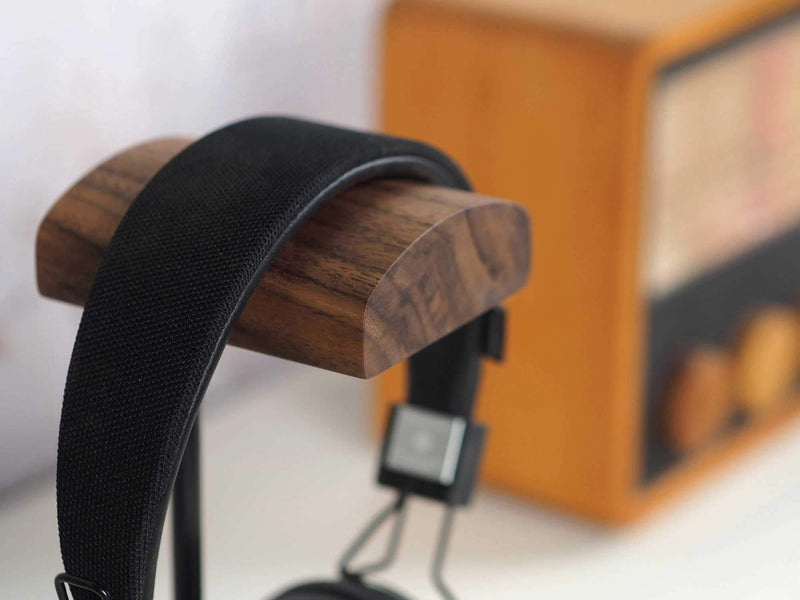 Wooden Headphone Headset Holder Earphone Hanger Home Desk Display Stand (Walnut) WALNUT
