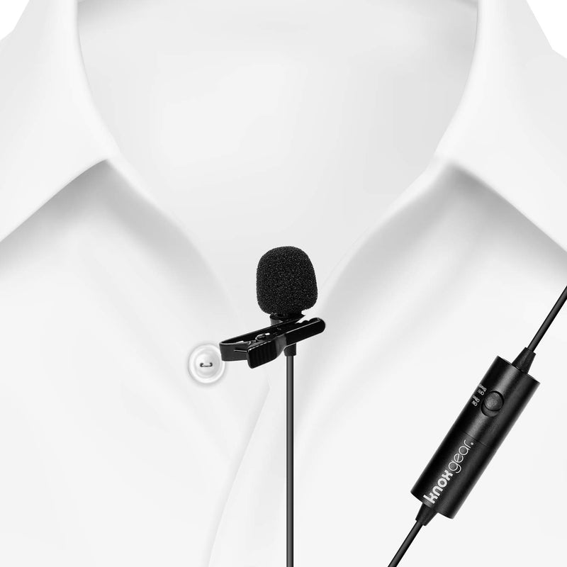 [AUSTRALIA] - Knox Clip-On Lavalier Microphone – Professional Hands Free Body Lapel Mic for Recording and Live Audio – 3.55mm Jack with 1/4” Adapter – Fits DSLR and Video Cameras, Phones, Computers 