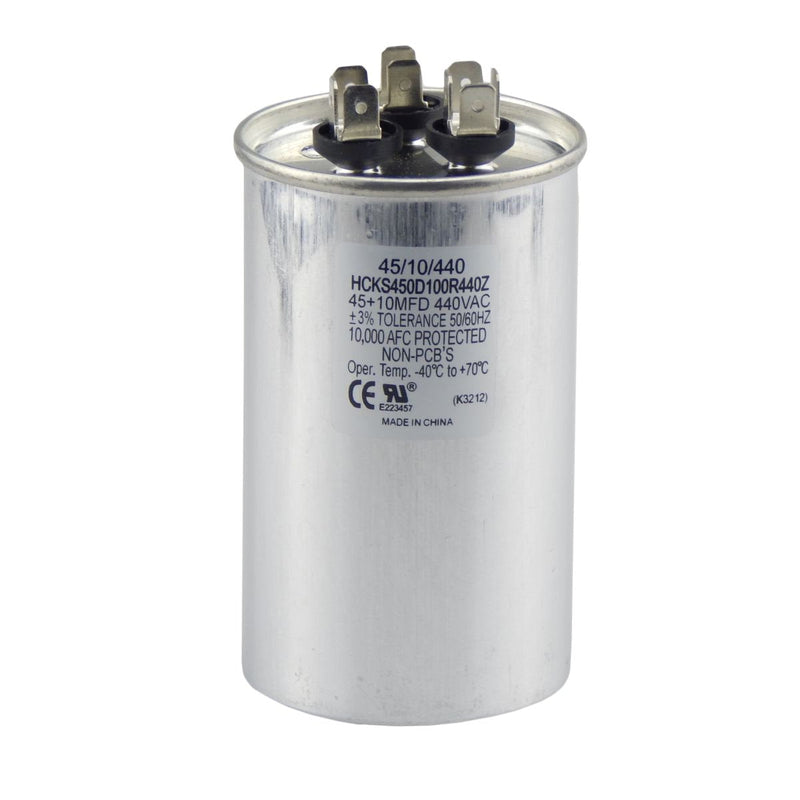 TradePro 45/10 MFD 370/440 Volt Round Dual Run Capacitor
