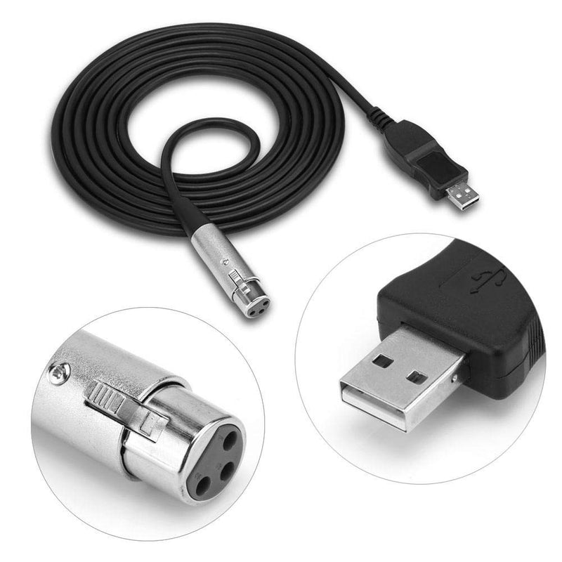 Eboxer 2.8M USB Male to XLR Female Microphone Converter Cable Studio Audio Connector Link Cable Adapter,Built-in A/D Convert with Audio Signal Boost for Recording Karaoke Singing,Black