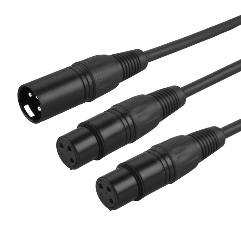 [AUSTRALIA] - CableCreation XLR Male to Dual XLR Female Y Splitter 3Pin Balanced Microphone Cable, 0.3 Meter/Black 1-Pack 