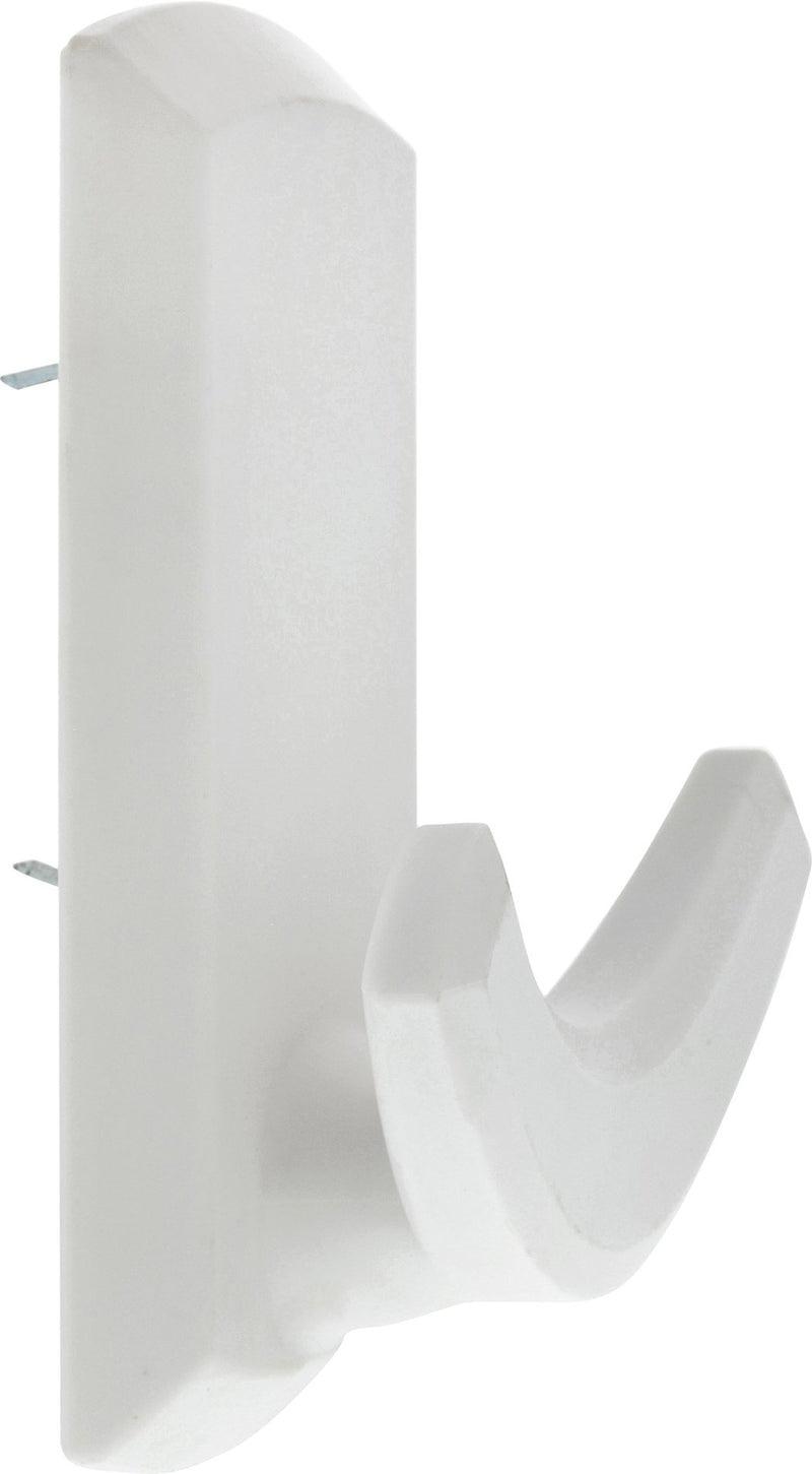 HIGH & MIGHTY 515801 Double Plastic Hook, 20 lb, White 20 Pounds Rectangle Double