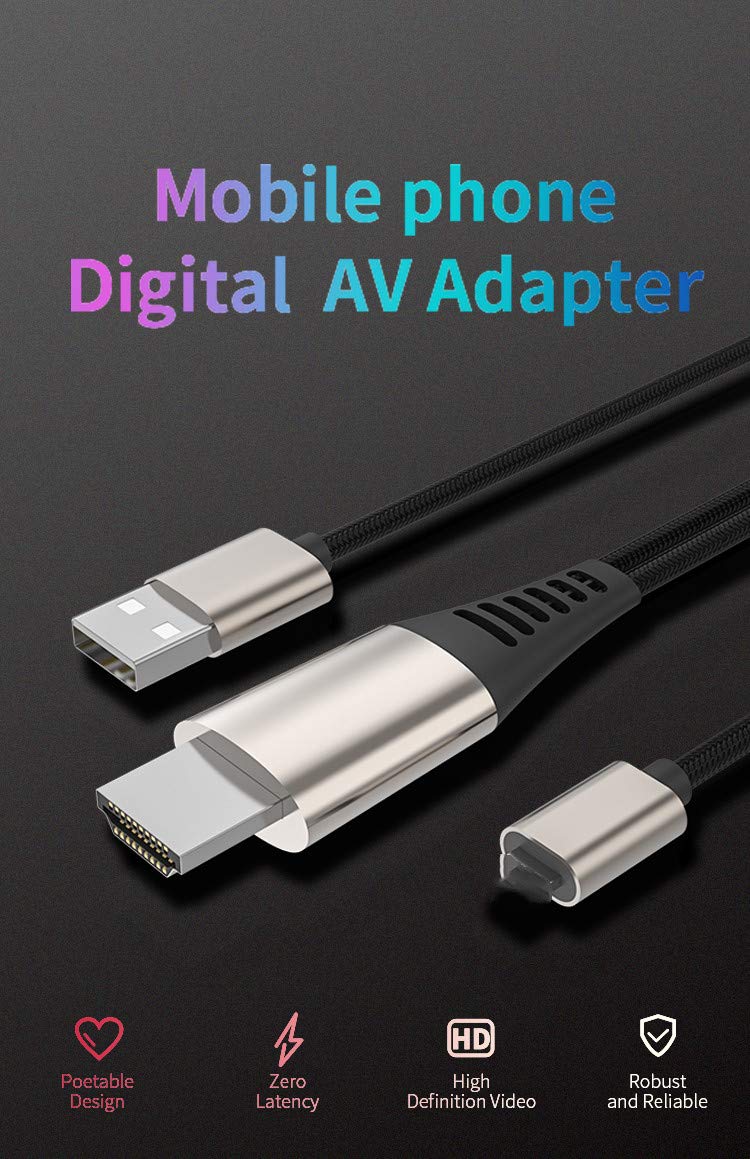 Compatible with iPhone to HDMI Adapter Cable 1080P, Digital AV Adapter, HDTV Connector Compatible with Phone 11,12 Pro Max XR 8 7 6 Pad to TV Projector Monitor