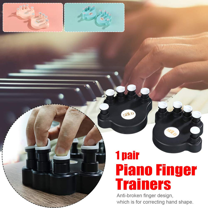 MOVKZACV 1pair Piano Finger Trainers, Hand Grip Exerciser Ergonomic Silicone Piano Trainer with 5 Tension Round Keys for Guitar Piano Trigger Finger Training Green
