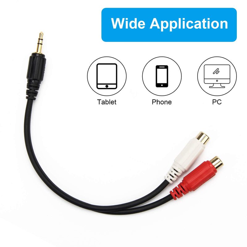 Adecco LLC 3.5mm Gold 1/8 Stereo Mini Jack Male to 2 Female RCA Adapter Audio (Male to 2 Female)