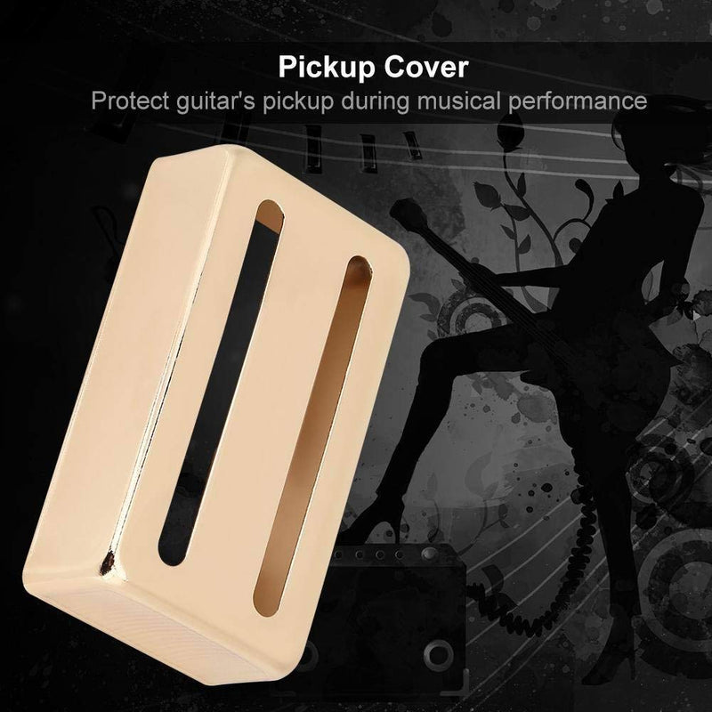 Tzong 2Pcs Gold Acoustic Two-line Electric Humbucker Guitar Pickup Cover 7cm x 3.8cm x 1.9cm