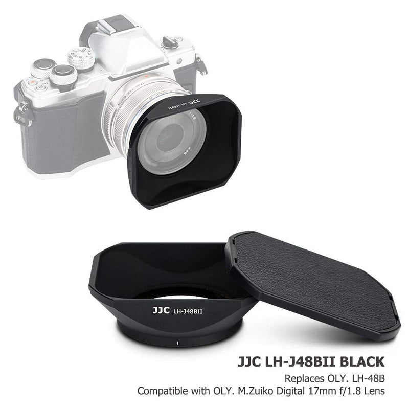 JJC Square Metal Lens Hood Cover Shade for Olympus M.Zuiko Digital 17mm F1.8 Lens on OM-D E-M1 E-M5 E-M10 Mark III II E-PL10 PEN-F M43 Camera Replaces Olympus LH-48B Lens Hood Not for 17mm F1.2 & F2.8