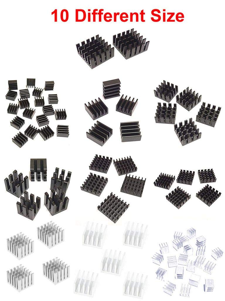 DAOKI 89PCS Heatsink Kit Small Cooling Heat Sink for CPU GPU VGA RAM VRAM VRM IC Module PCB with Thermal Conductive Tape，Tweezers