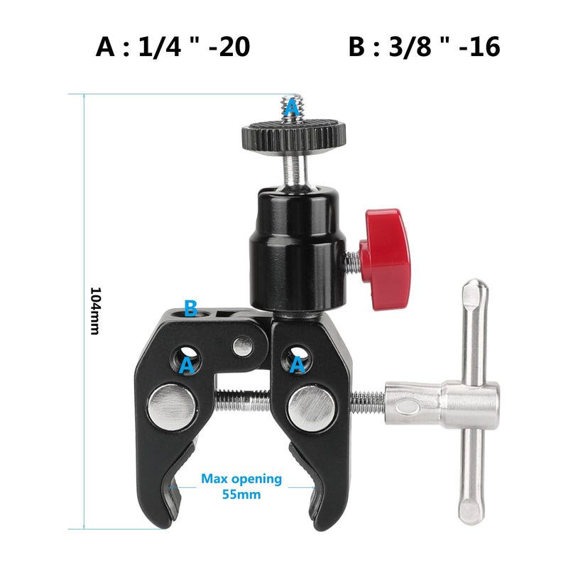CAMVATE Super Clamp Articulated Mini Ball Head with 1/4"-20 Thread Hole - 1414