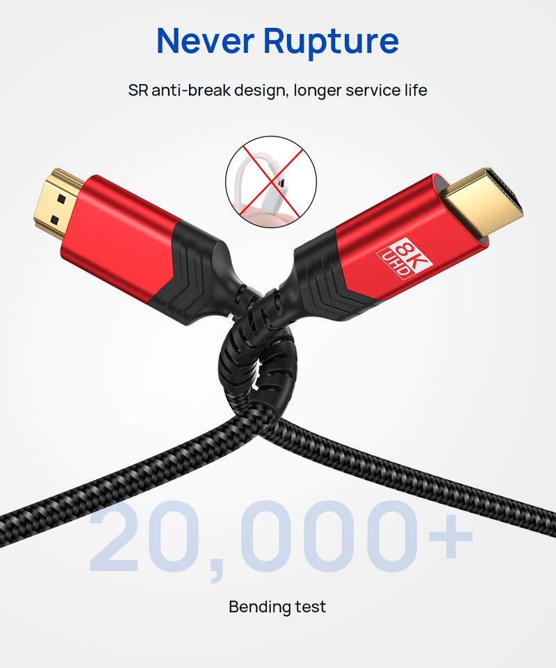 [AUSTRALIA] - 8K HDMI Cable 6.6FT, JSAUX 8K HDMI Cord (8K@60Hz 7680x4320, 4K@120Hz), Supports 48Gbps eARC HDR10 HDCP 2.2 & 2.3 3D, Compatible with PS5, PS4, X-Box Series X, LG/Samsung QLED TV 