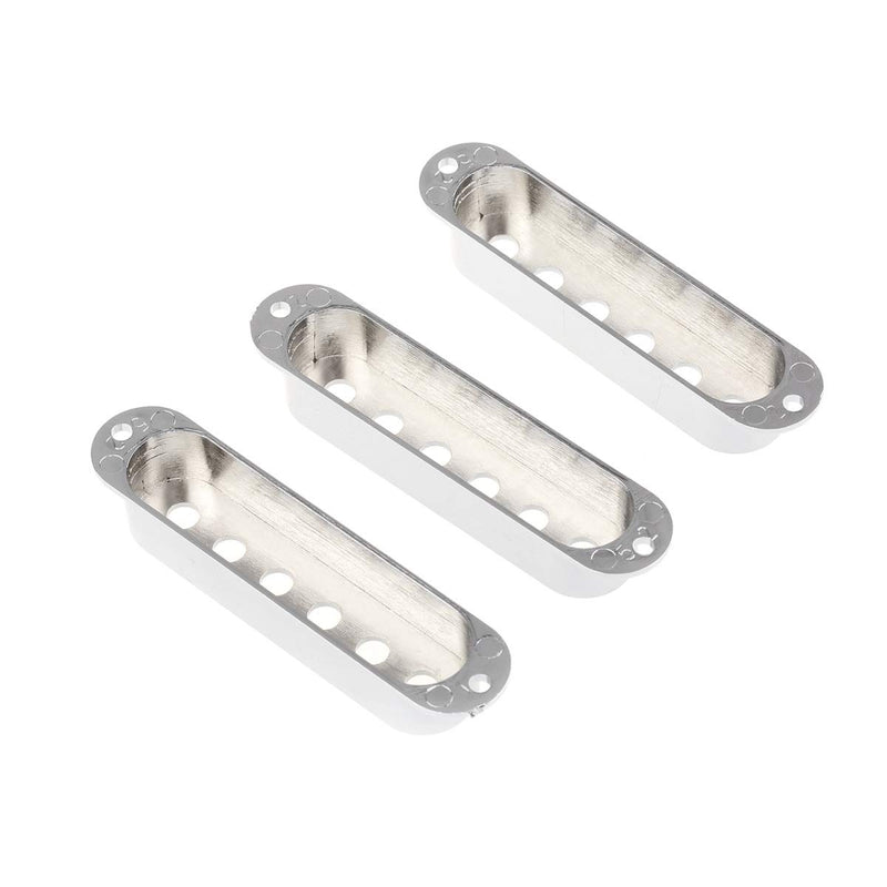 Musiclily 52mm Plastic Strat Style Single Coil Pickup Cover Set for Fender Stratocaster Guitar,Chrome(Pack of 3)