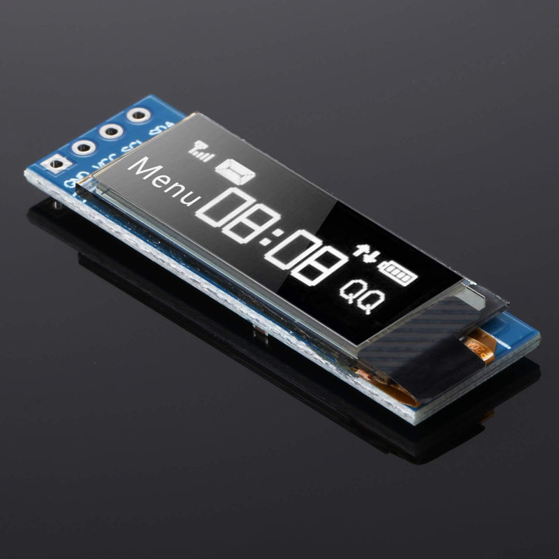 5 Pieces I2C Display Module 0.91 Inch I2C OLED Display Module I2C OLED Screen Driver DC 3.3V~5V (White Display Color) White Display Color