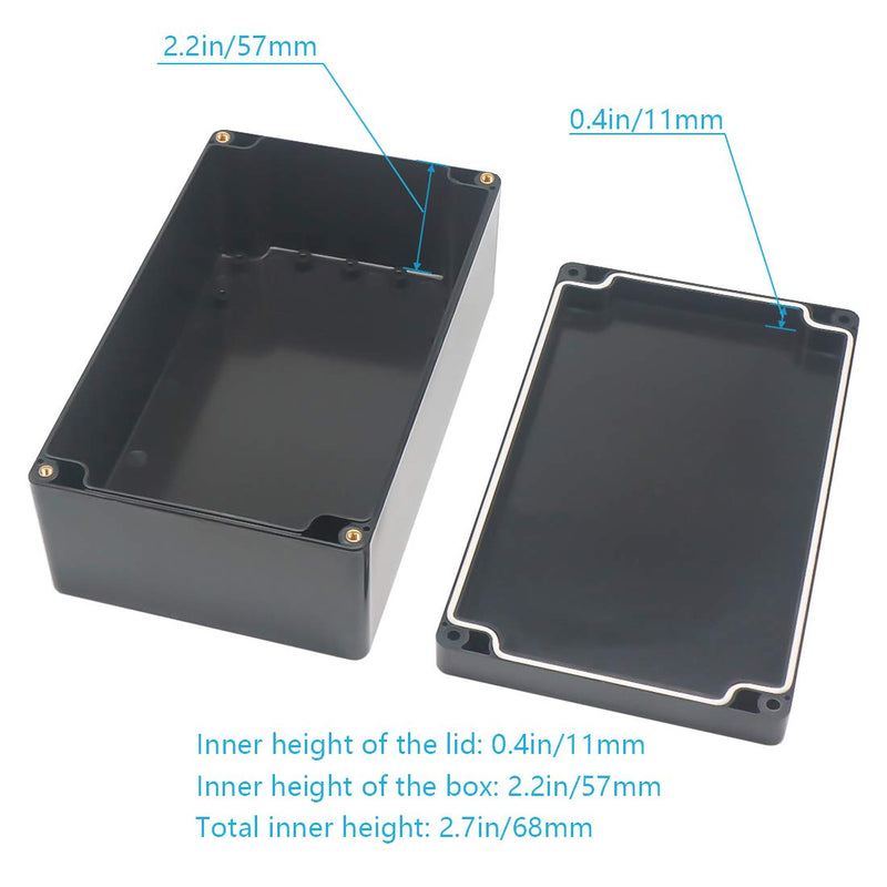 Zulkit Waterproof Plastic Project Box ABS IP65 Electrical Junction Box Enclosure Black 7.87 x 4.72 x 2.95 inch (200 x 120 x 75mm) 7.87" x 4.72" x 2.95"(Pack of 1)