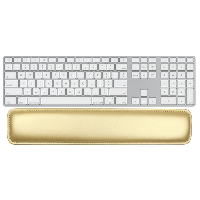 Keyboard Wrist Rest Pad,Soft PU Leather Wrist Support with Interior Soft Cushion Foam for Office/Computer/Laptops/Keyboard,Easy Typing & Pain Relief,16.5" Gold 16.5" Gold
