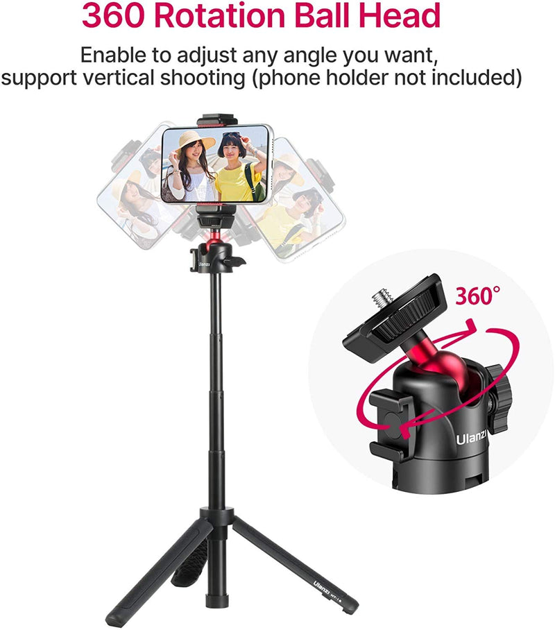 Camera Phone Tripod Flexible for Gopro - Mini Desktop Table Tripod Extendable Handle Selfie Stick Phone Hot Shoe Mount Remote Shutter Vlog Kits for Sony iPhone Gopro Hero Black