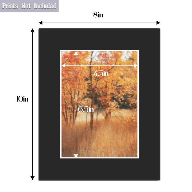 Golden State Art Pack of 25, Acid-Free Black Pre-Cut 8x10 Picture Mat for 5x7 Photo with White Core Bevel Cut Frame Mattes 8" x 10" Pack of 25 Black Mat