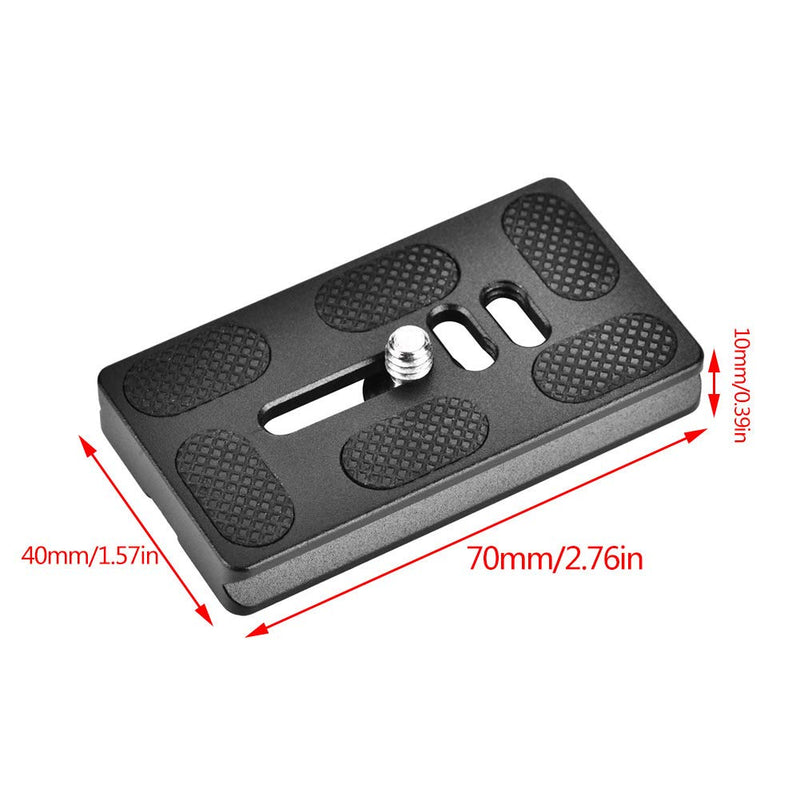 Release Plate, PU70 Alloy Quick Release Plate Mount with 1/4inch Hand Screw and Rubber Pad for Arca Benro Tripod Ball Head SLR Camera 2.75 x 1.5 x 0.39inch