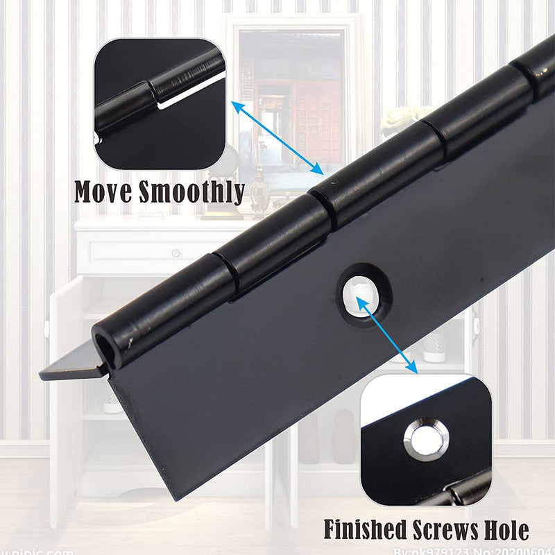 4PCS Piano Hinges for Cabinet Hinges Heavy Duty 6Inch Continuous Hinges Sliver Stainless Steel 304 Long Hinges Door Hinges (4pack 6 inch(Black)) 4pack 6 inch(Black)