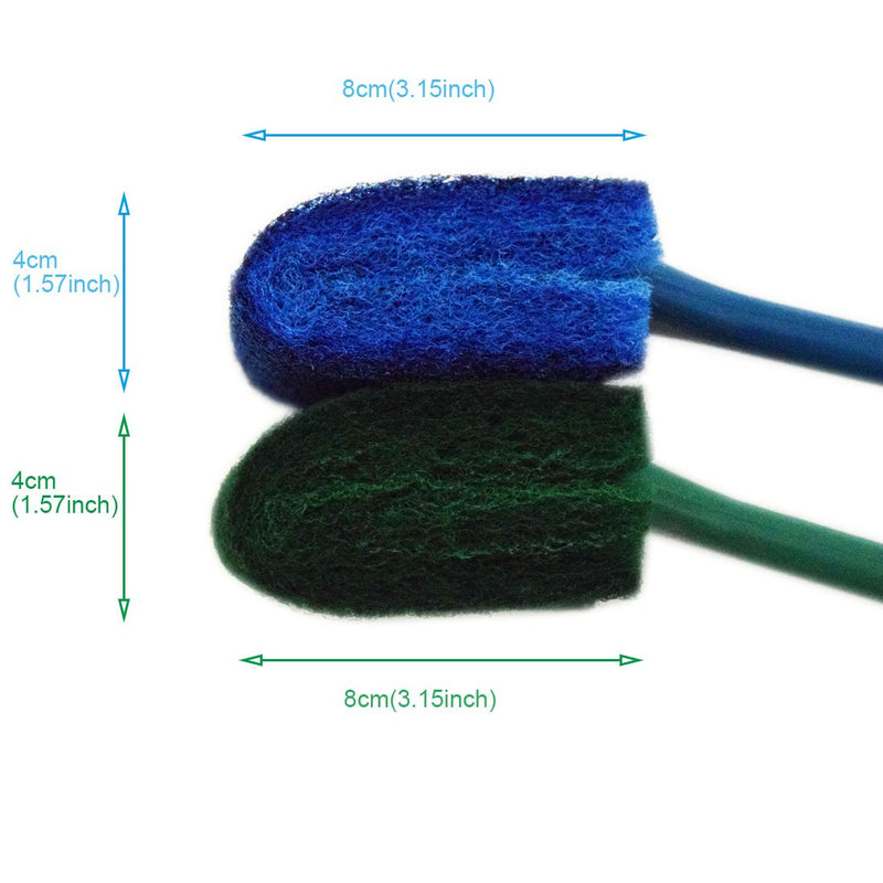 FOONEA Aquarium Double Sided Sponge Cleaning Brush Cleaner Scrubber 2 Packs One Set Blue and Green Brushs