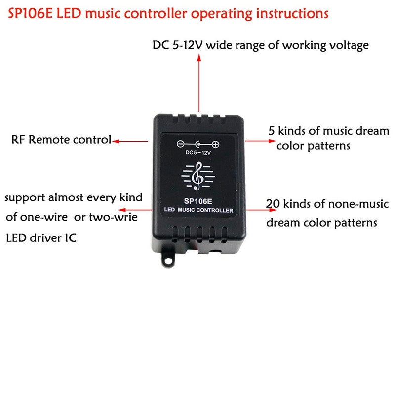 [AUSTRALIA] - HKBAYI SP106E 9keys LED Music LED Controller DC5V-12V WS2811 /WS2812B /6812/1903/6803 Magic LED tape digital music sound controller 
