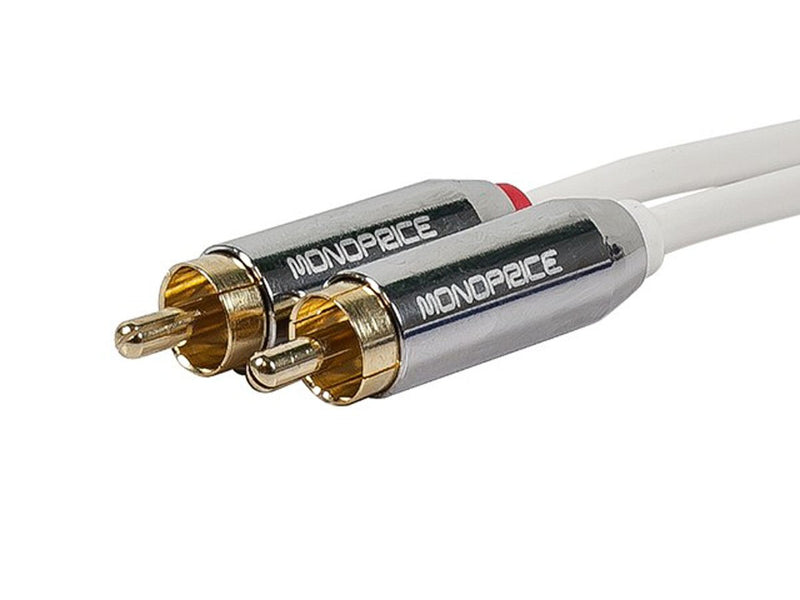 Monoprice Audio Cable - 10 Feet - White | Stereo Male to RCA Stereo Male Gold Plated Cable for Mobile