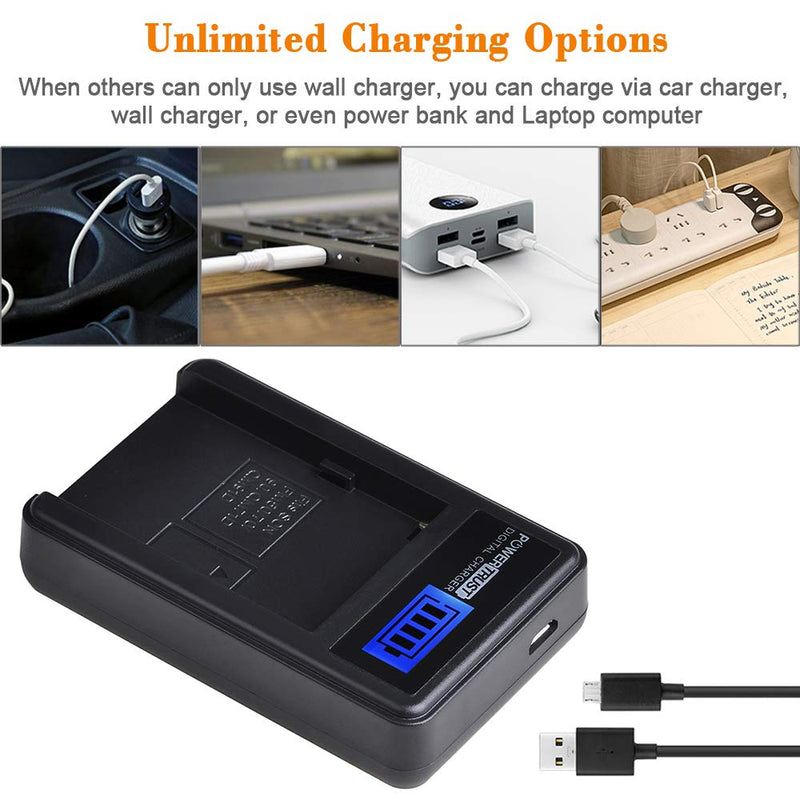 PowerTrust 1Pack 5400mAh NP-QM91D QM91D Battery and LCD USB Charger for Sony NP-QM71D NPQM91D NP-FM50 NP-QM71 NP-FM70 NP-FM90 CCD-TRV328 338 DCR-DVD300 301 DCR-HC14 DCR-PC105 330E DCR-TRV70 80 250 260