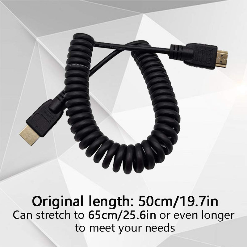 Copeak Coiled High Speed HDMI Male Cable 19.7"/50cm High Speed Support 1080p HD Ethernet & Audio Return 50cm
