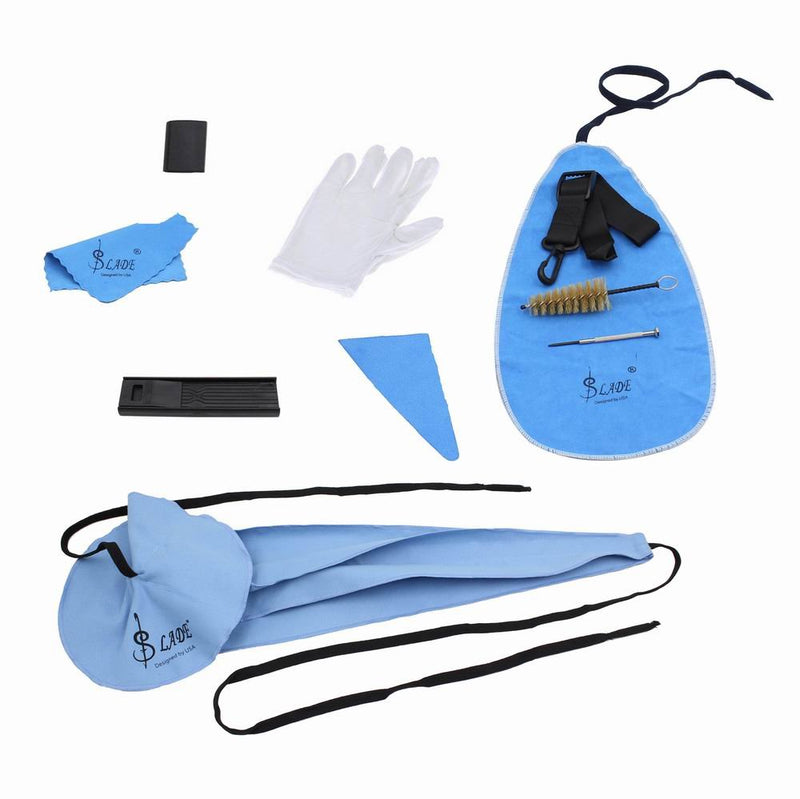 Mowind 10-in-1 Saxophone Cleaning Care Kit Belt Thumb Rest Cushion Reed Case Mouthpiece Brush Mini Screwdriver Cleaning Cloth Gloves