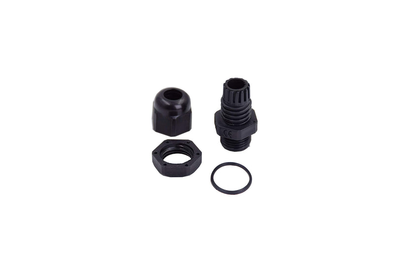 100pcs Waterproof PG7 Cable Gland Connector Black Plastic Adjustable IP68 M12 Thread Cable Gland with Locknut Rubber Ring for 3.5-6mm Wire PG7-100pcs