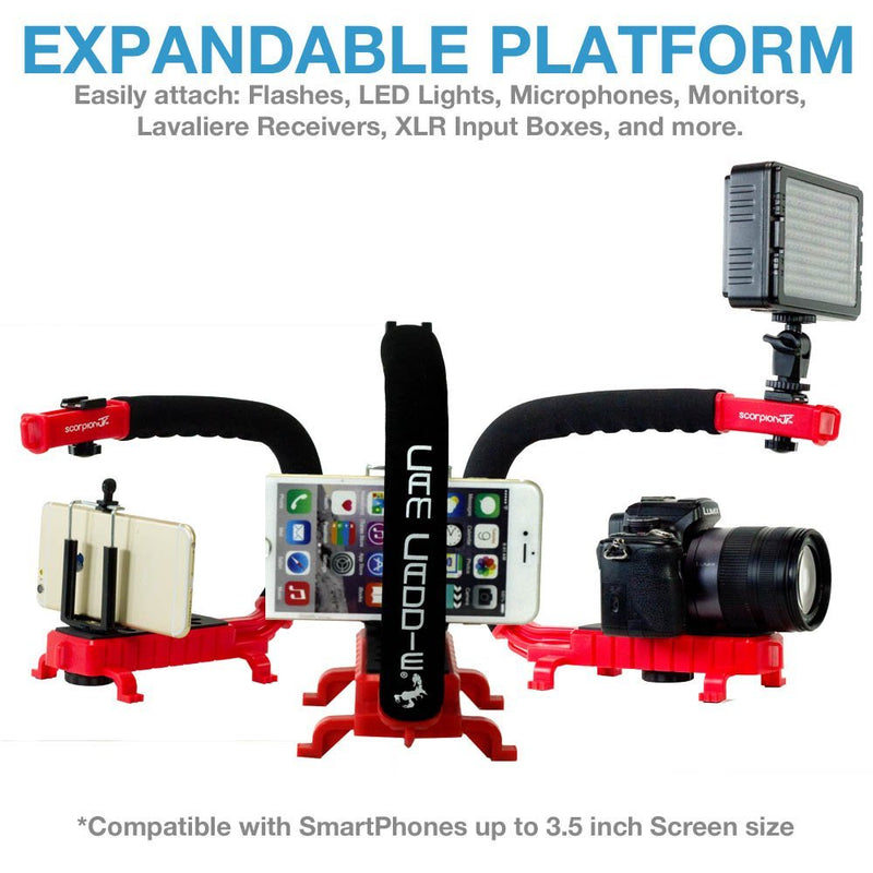 Cam Caddie Scorpion Jr. Limited Edition Collapsible Stabilizing Camera/Smartphone Handle w/Hot Shoe Mount - Red
