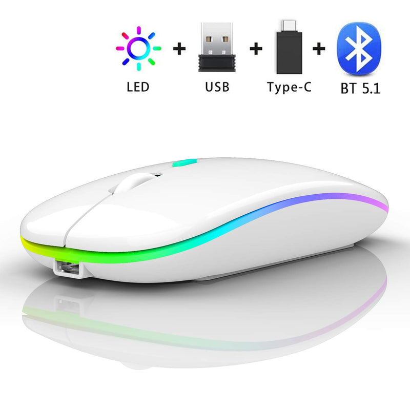 Bluetooth Mouse for ipad,Bluetooth Mouse for MacBook Air/Mac/MacBook Pro/Mini/ipad Pro/iMac/Laptop,Rechargeable Wireless Mouse for MacBook Air/MacBook pro Chromebook Laptop PC (White) White