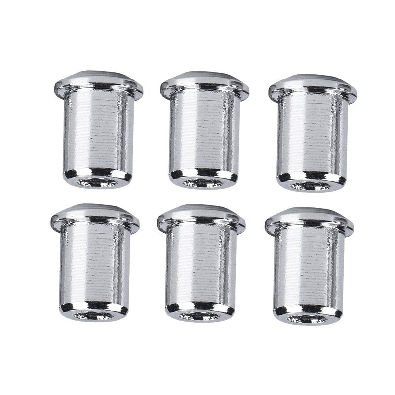 Drfeify Guitar String Caps, 6Pcs Through Body String Mounting Ferrules Replacement For Electric Guitar Bass Silver