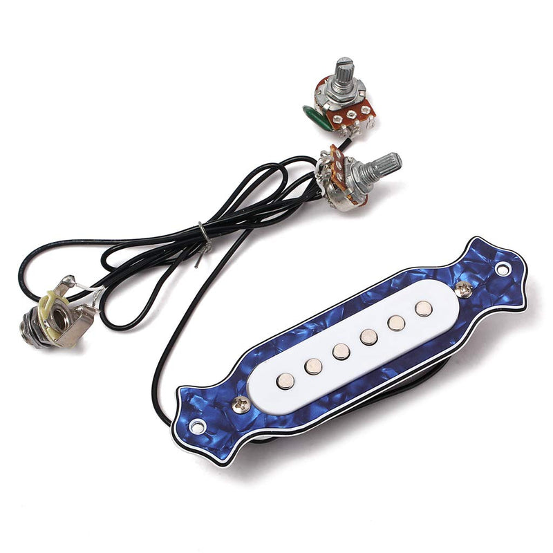 Alnicov Blue Sound Hole Magnetic Pickup with Tone Volume Knobs for 6 String Folk Acoustic or Electric Guitar