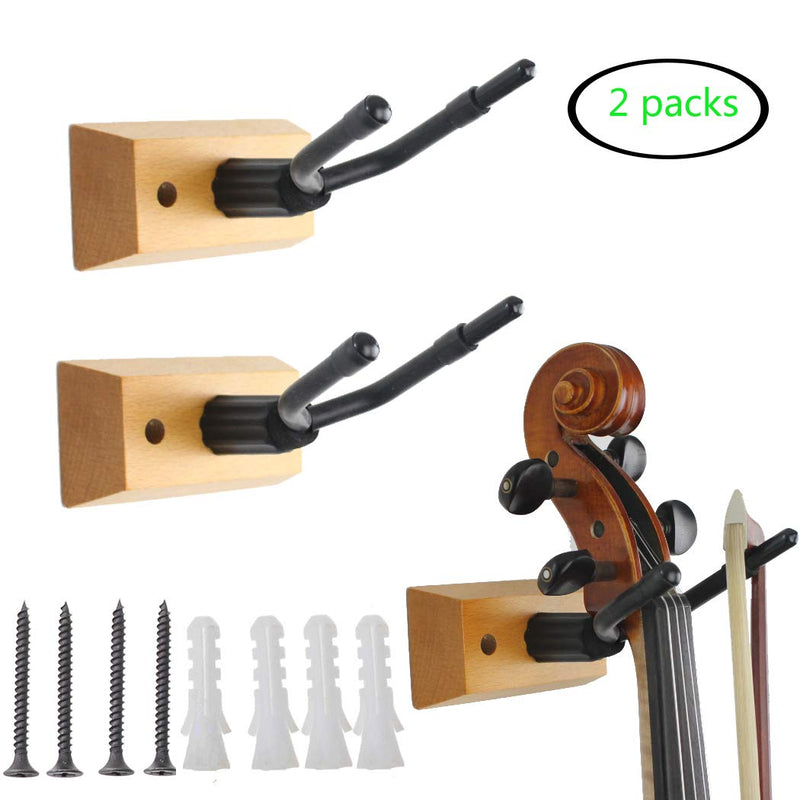 Hidear Wall Mount Violin Hanger Wall Mount Violin Hook Violin holder with Bow Holder 2 Packs