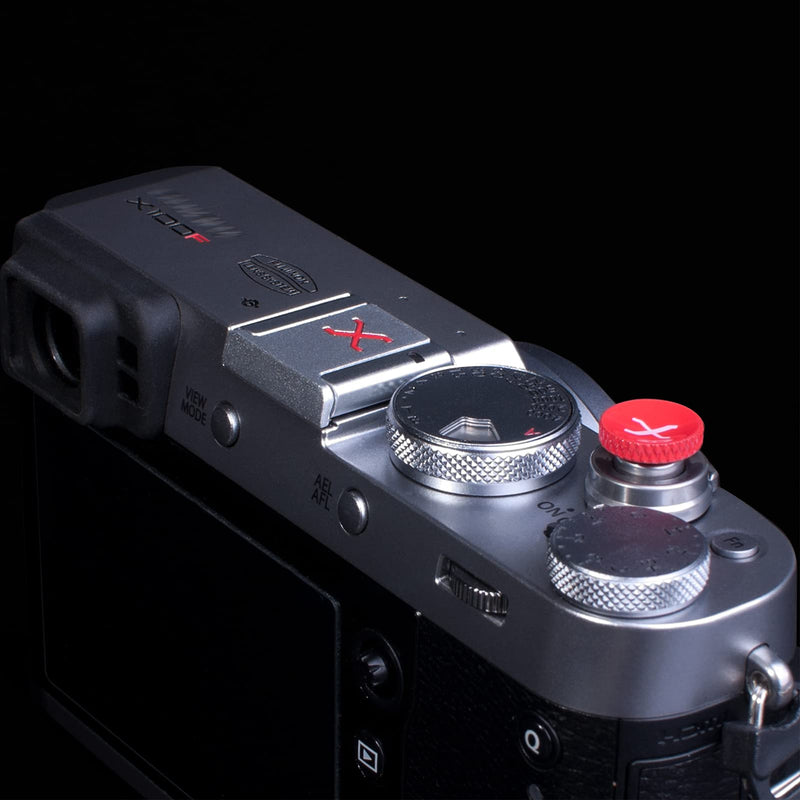 [AUSTRALIA] - VKO Camera Hot Shoe Cover Protector Cap Compatible with Fujifilm XPro3 XPro2 XT4 XT3 XT2 XT1 X-T30 X-T20 X-T10 XE3 XE2S X100V X100F X100T X100 Soft Release Button Kit(SRXR) w/ button Silver Red Red 